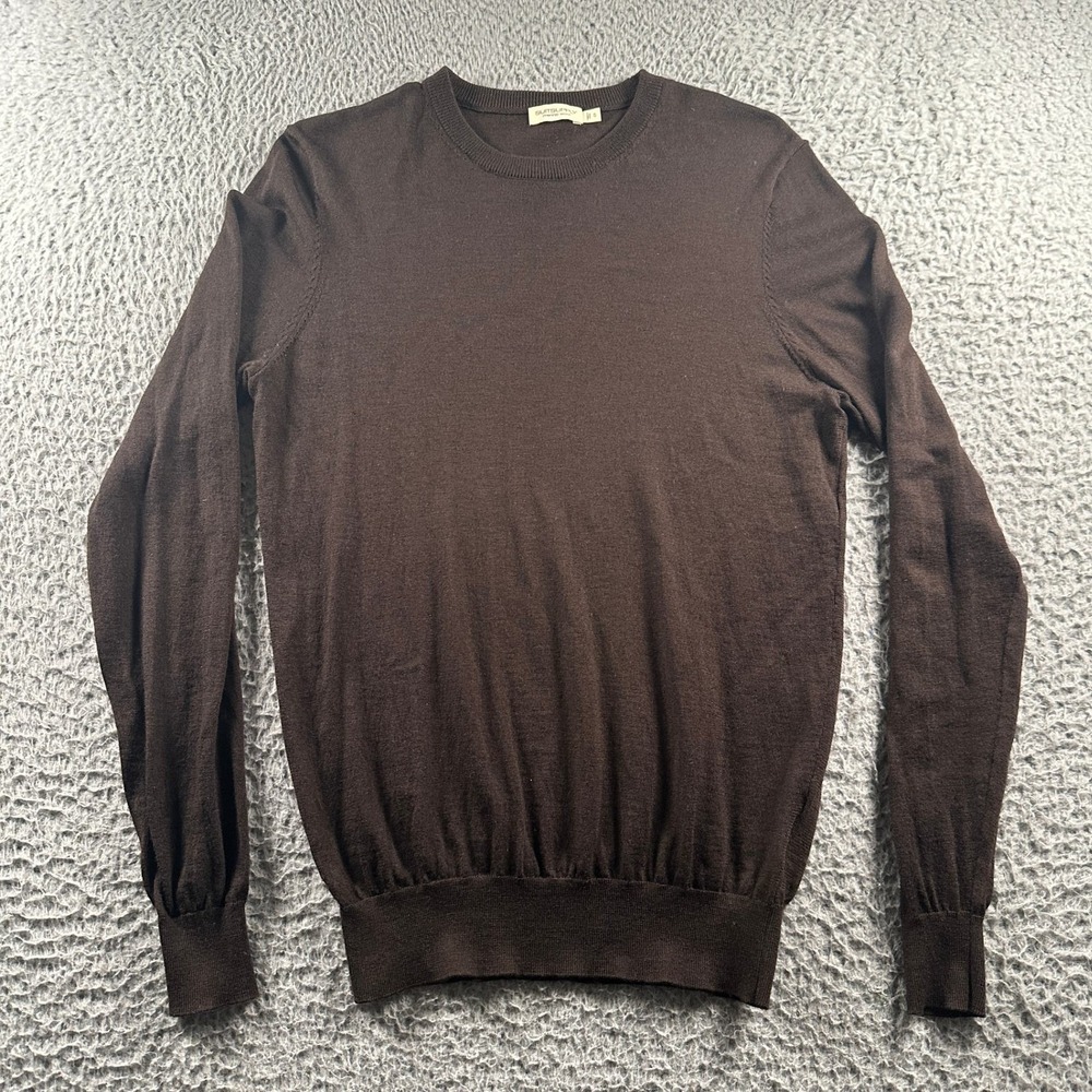 Suitsupply Sweater Mens S 100% Merino Wool Crew Neck Brown Lightweight Pullover